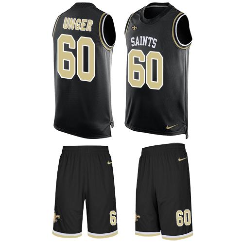 Nike Saints #60 Max Unger Black Team Color Men's Stitched NFL Limited Tank Top Suit Jersey - Click Image to Close